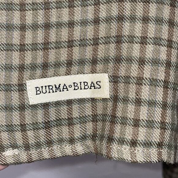 Vintage Burma Bibas Rayon Shirt Plaid Button Down Made in Hong Kong Soft 90s M/L - Picture 4 of 10